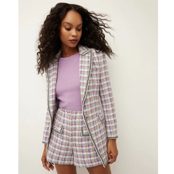 💕VERONICA BEARD💕 Etney Tweed Dickey Jacket Light Lavender Multi-Color 10 NWOT - Picture 2 of 16